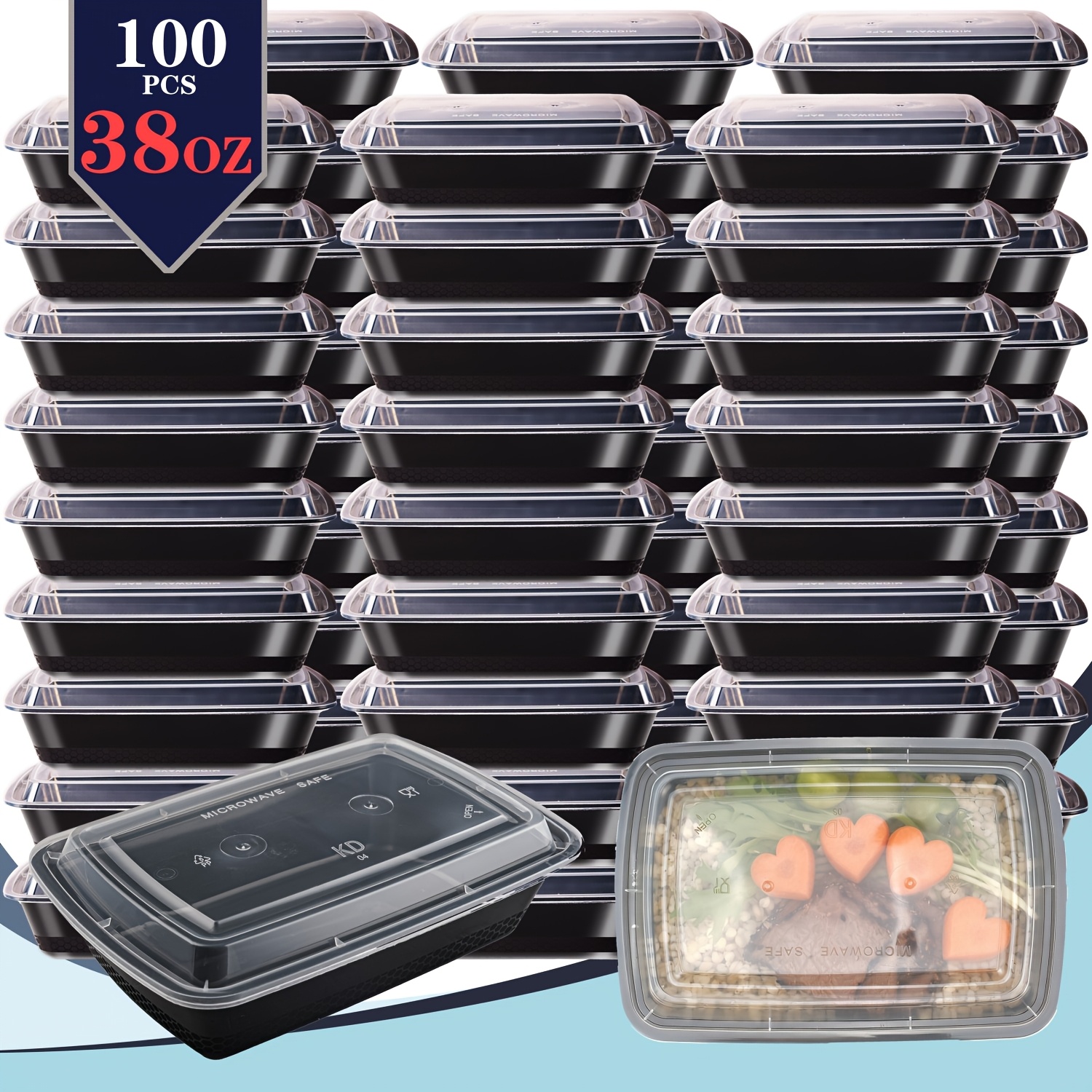 Food & Snacks Pdf - usBlack 100pcs (50 Containers & 50